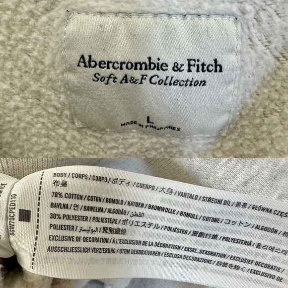 Abercrombie Fitch Soft A&F Gray Embroidered Hotel Mer Sweatshirt Size Large - Picture 3 of 14